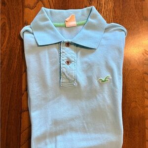 Hollister Sky Blue Polo with Green Logo